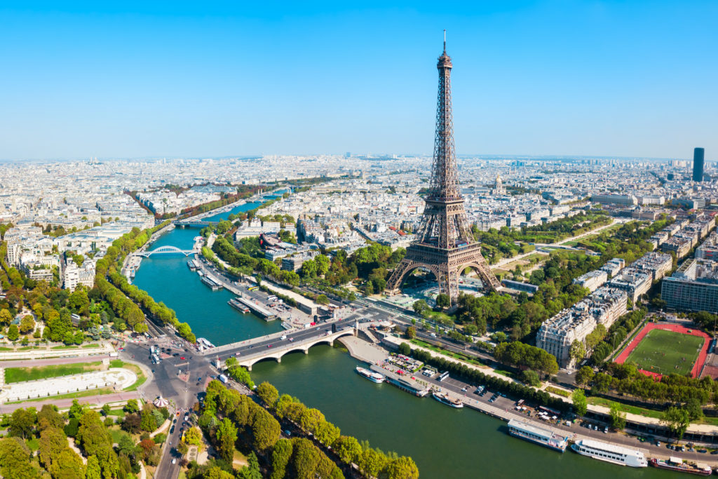 eiffel tower aerial view, paris
