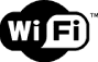Offizielles WLAN-Logo auf schwarzem Hintergrund